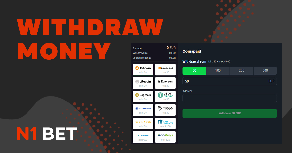 N1bet withdrawal money process is very simple and does not take much time