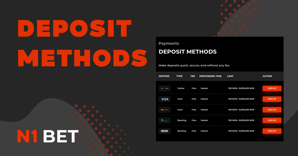 N1bet India casino deposit methods are very diverse and convenient