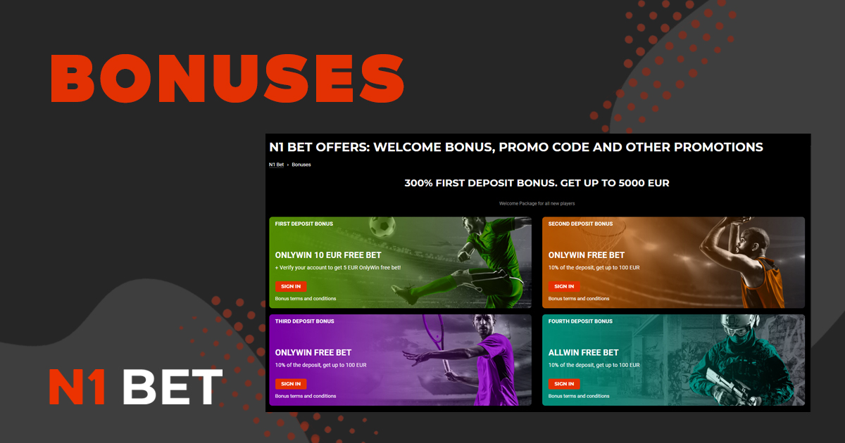 What bonuses are available to N1Bet bookmaker users